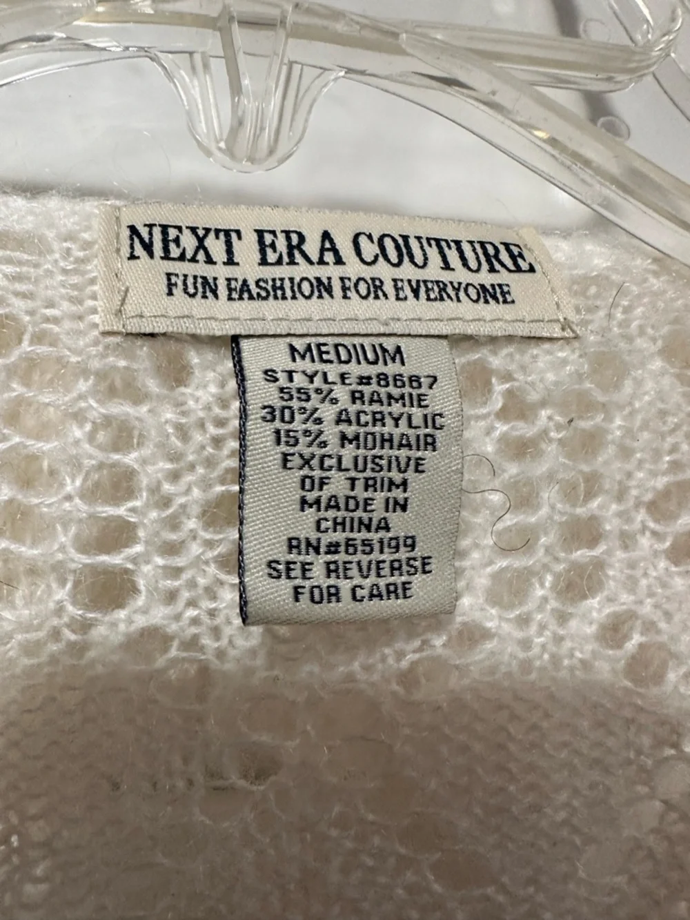 Next Era Couture Cream Lace Knit Cardigan Ruffle Bell Sleeve Tie Front Boho  Y2K - Picture 3 of 11